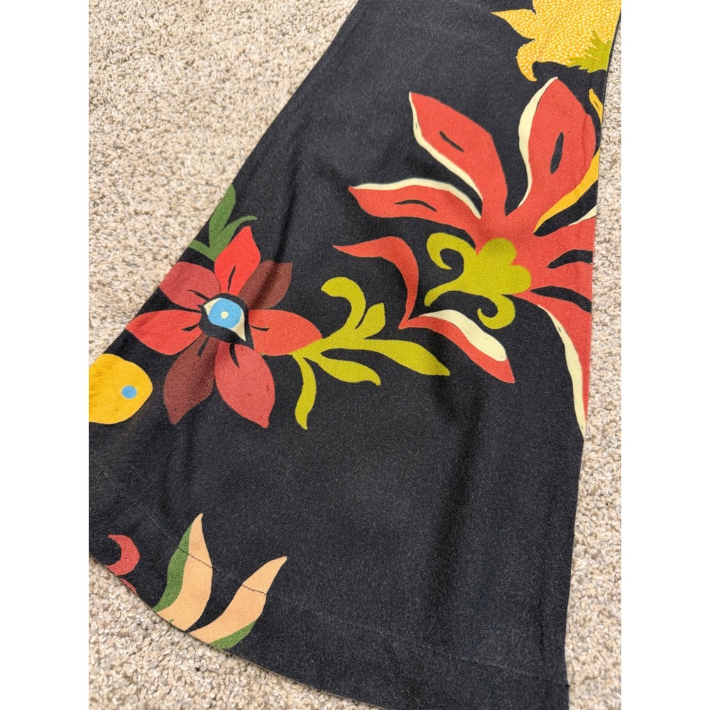 Farm Rio Floral Flare Pants Womens XS Black Tropical Wide Leg - Picture 3 of 15